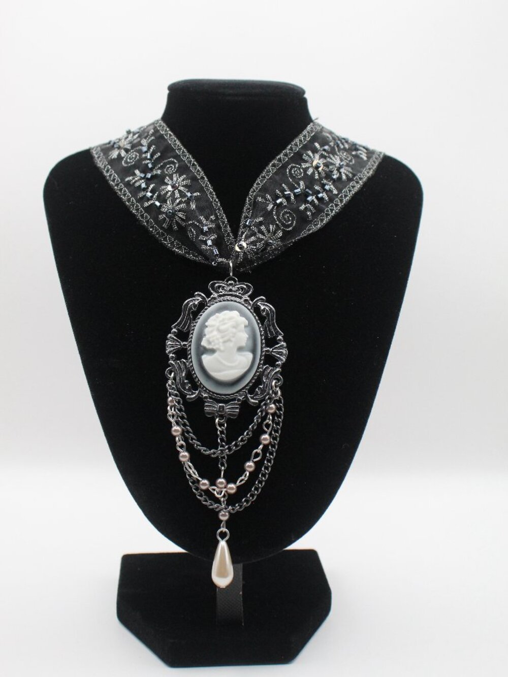 Whimsigoth Victorian Inspired Cameo Necklace
